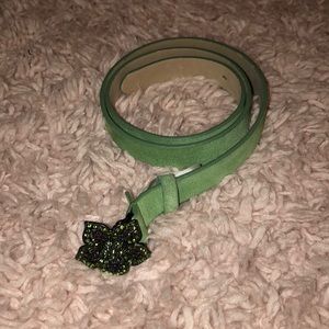green leather belt